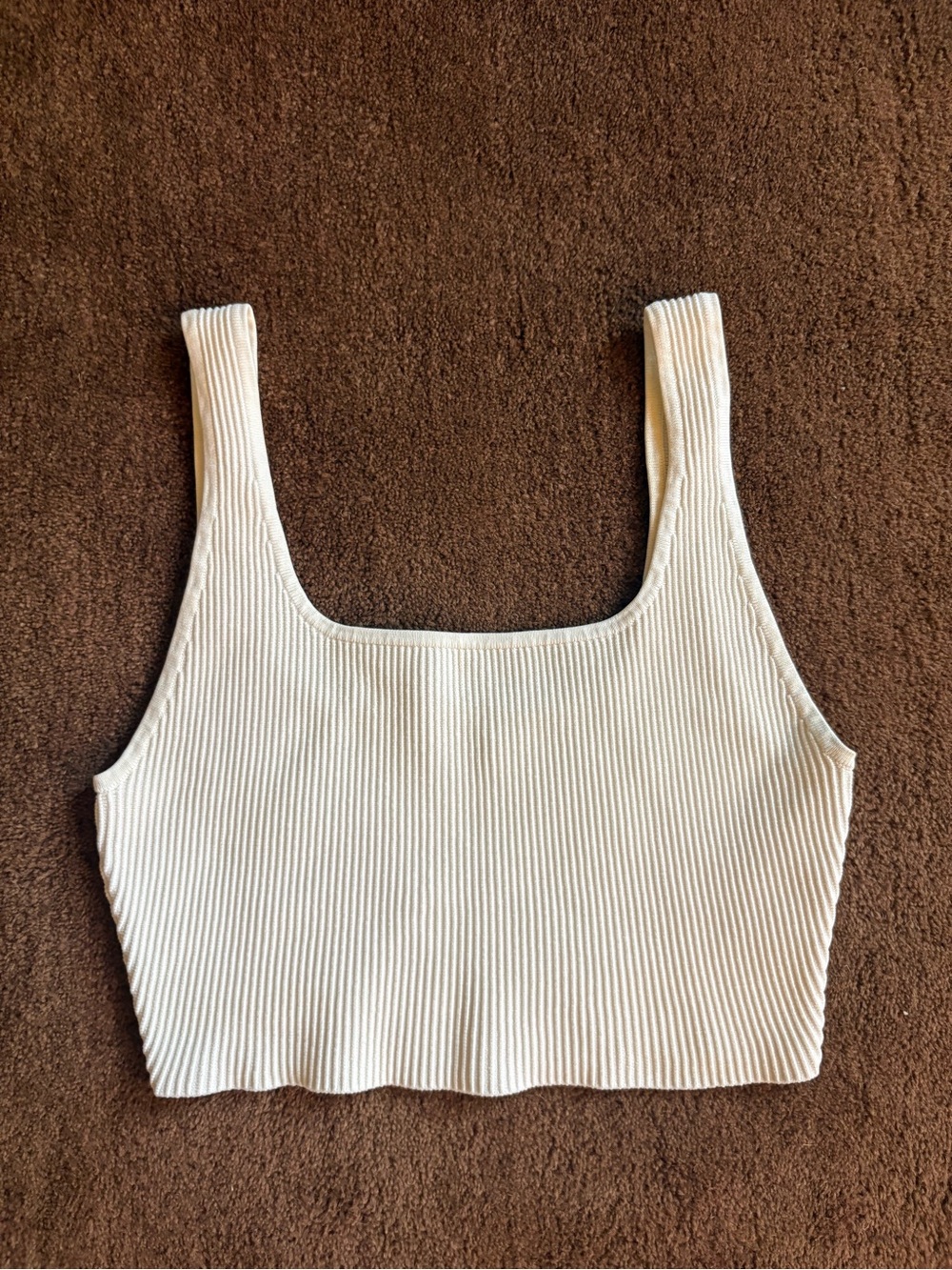 Babaton Ribbed Square-Neck Crop Tank - Cream